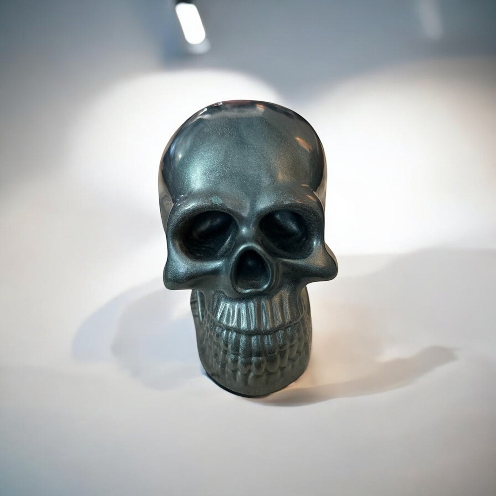 Resin Human Skull- Metallic Blue